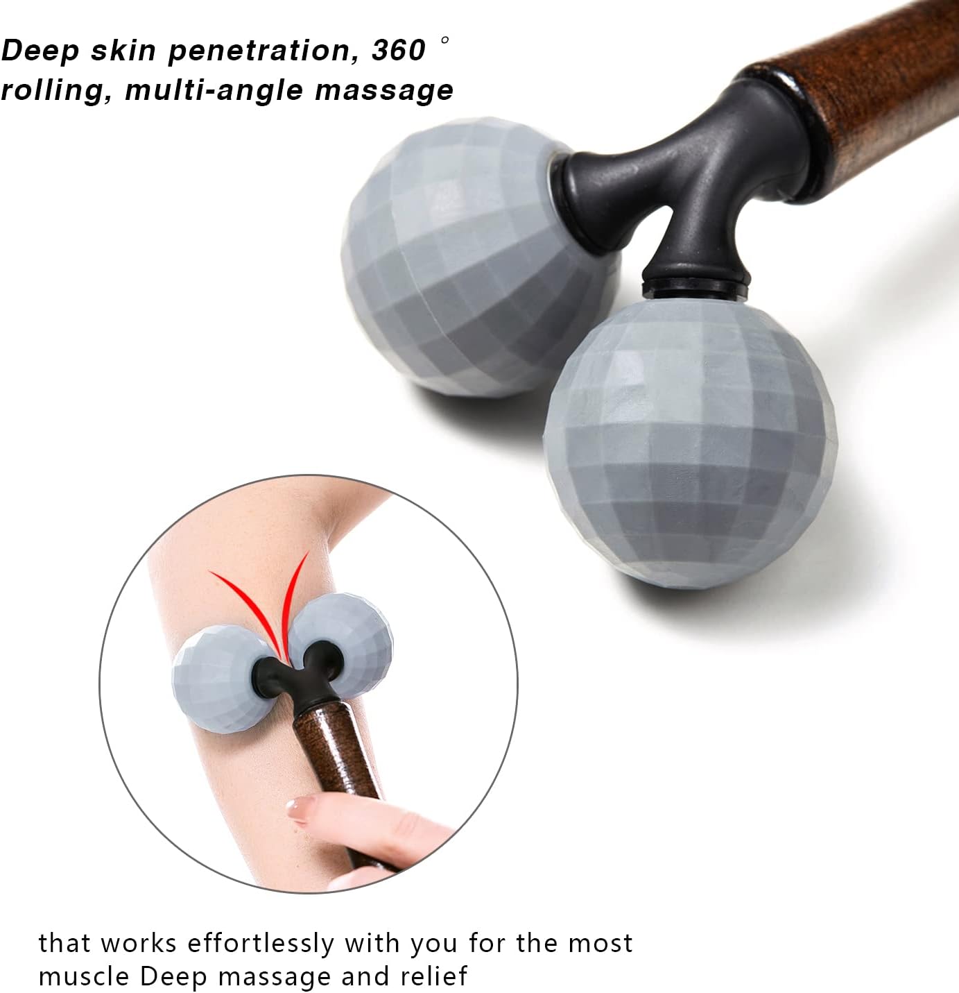 Relax Massage Roller - Body Massage Tools Myofascial Trigger Points Reduce Muscle Soreness Tightness Leg Cramps for Circulation, Stress, Arthritis and Hand Pain Relief & Recovery (Grey)