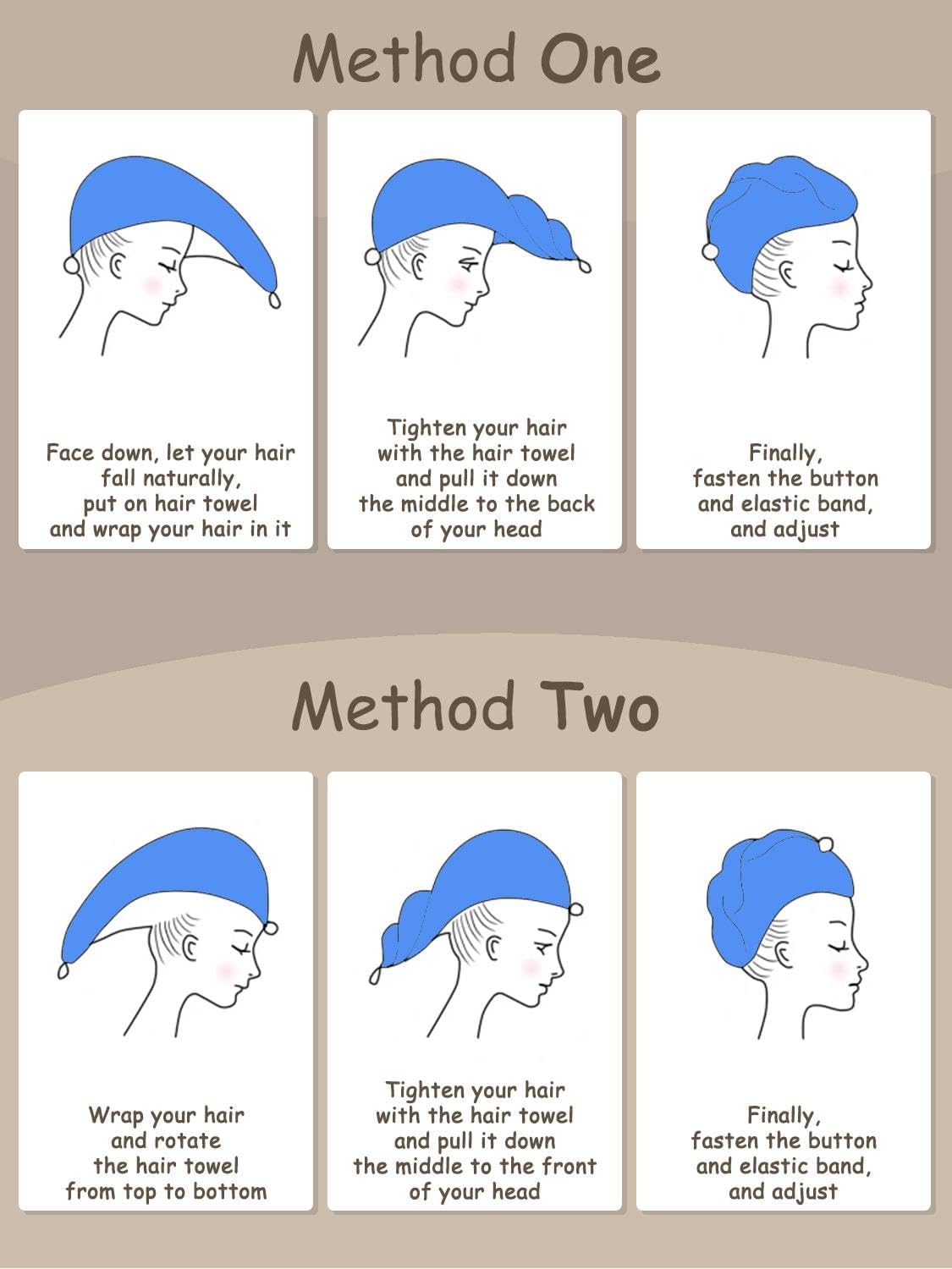 3 Pack Microfiber Hair Dring Towel Wrap for Women,Fast Drying Hair Turban, for All Hair Style Anti Frizz, Large Hair Towel with Button(Red,Bule,Purple)