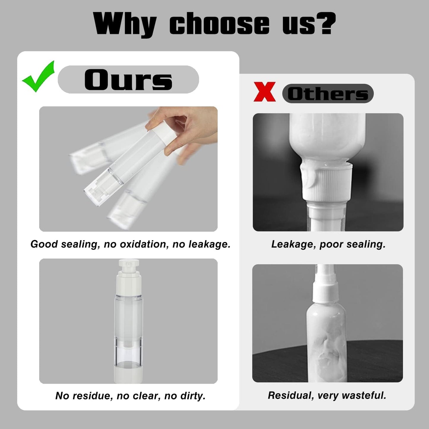 2.7OZ/80ML Clear Airless Pump Bottles, Lotion Dispenser Travel with Pump, Vacuum Plastic Travel Size Lotion Bottle for Foundation, Creams, Cosmetic(3 Pack)