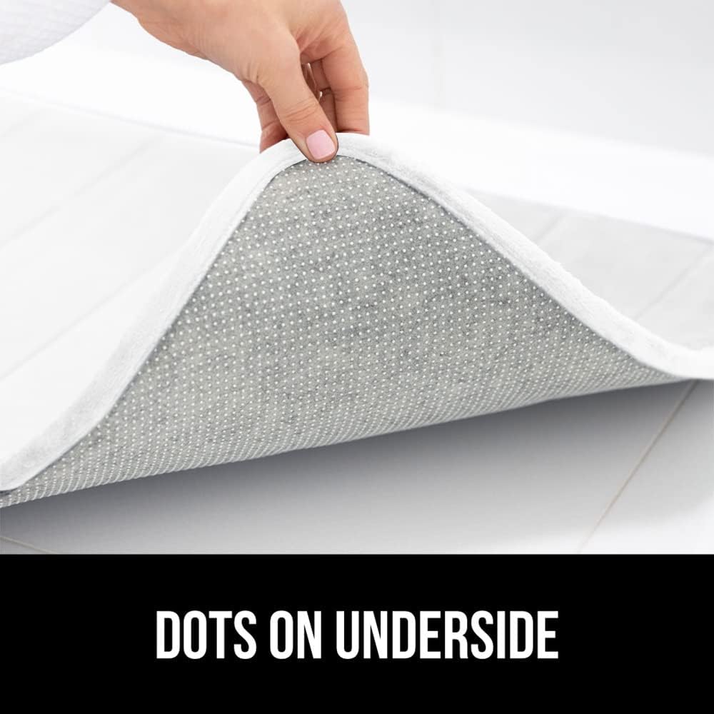 GORILLA GRIP Memory Foam Bath Mat, Soft Absorbent US Designed Bathroom Rug, Gripping Dots Machine Washable Bathmat, Cushioned Floor Mats, Shower Sink Rugs Room Décor Accessories, 36x24 White