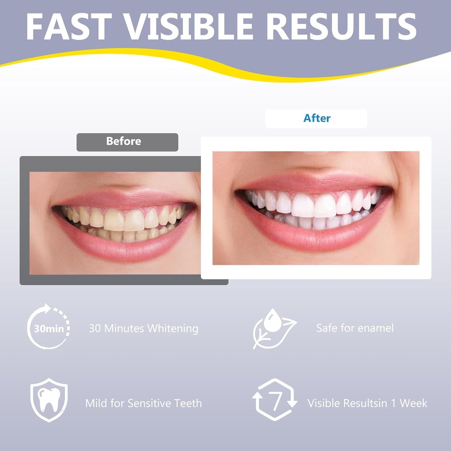 Teeth Whitening Strips for Sensitive, 42 Strips Whitener Safe Whitestrip, Deep Stains Removal Tooth Whitening, Enamel Safe Non-Slip Dry Strip Technology for Whiter Teeth,Coconut