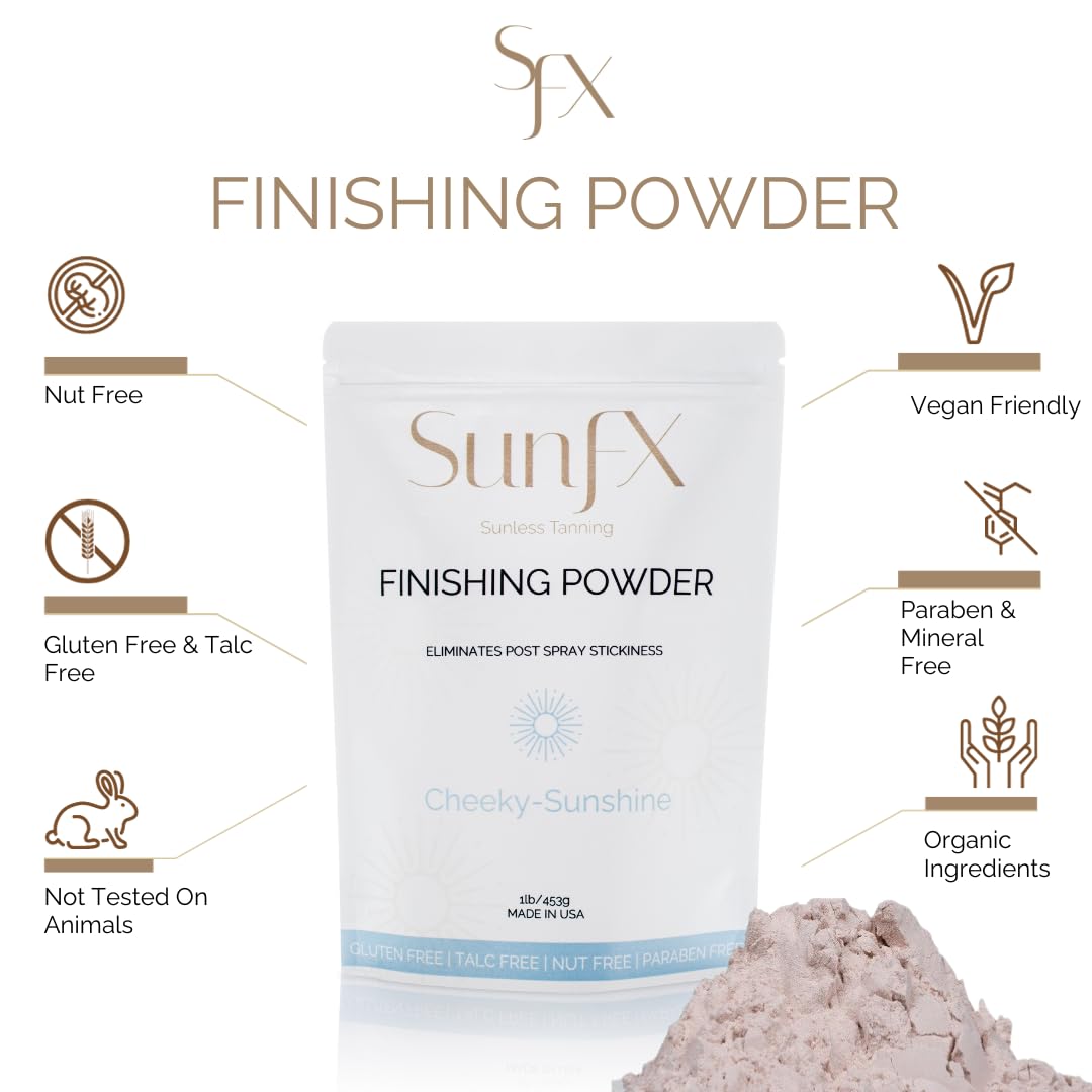 SunFX Post Spray Tan Translucent Finishing Powder | Talc Free | Sunless Tanning Setting Powder | Shimmer | Cheeky-Sunshine - 1lb