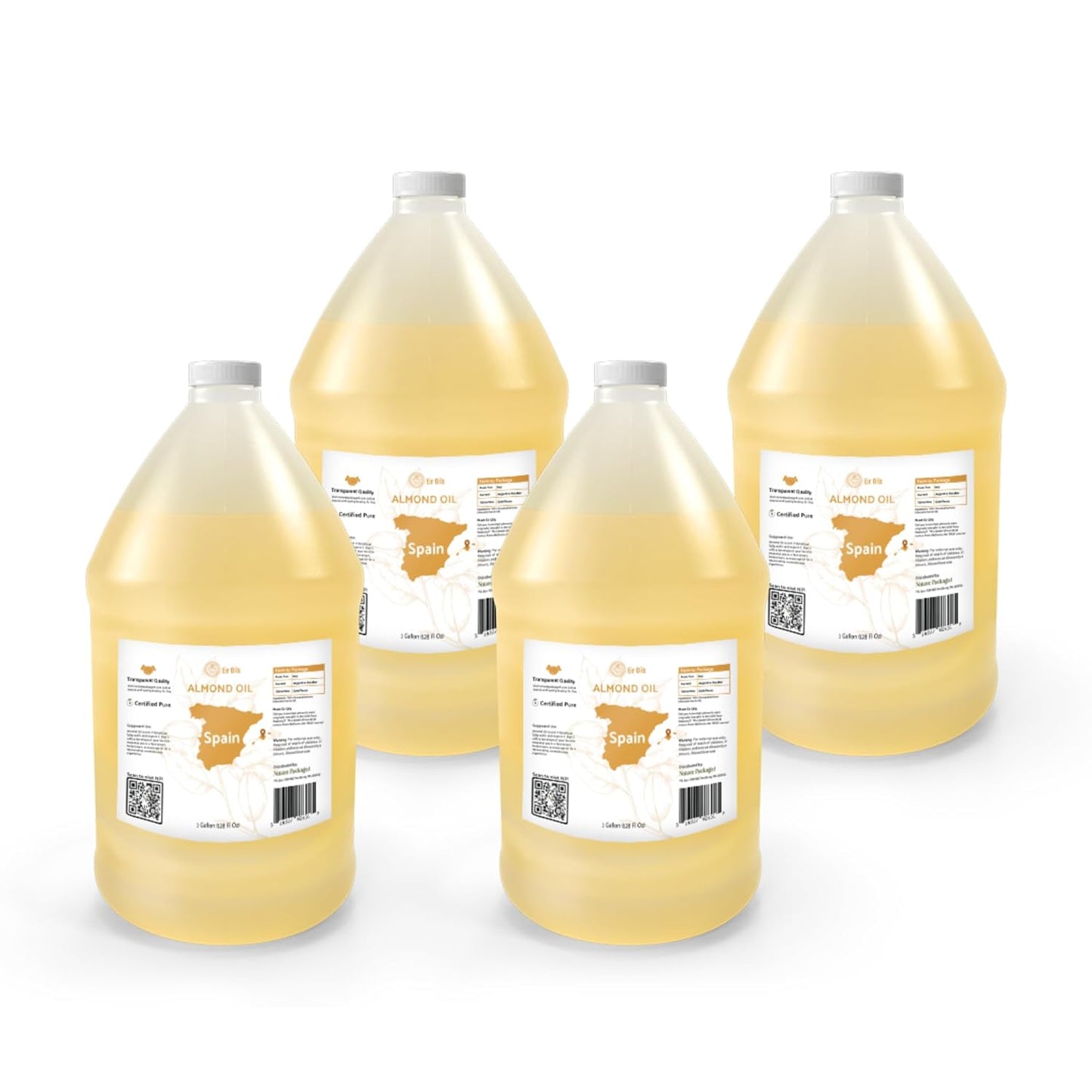 Nature Packaged Sweet Almond Oil - for Skin and Hair - Carrier Oil for Essential Oils Mixing - From EIR Oils' Farm in Mallorca, Spain - 4 Gallons