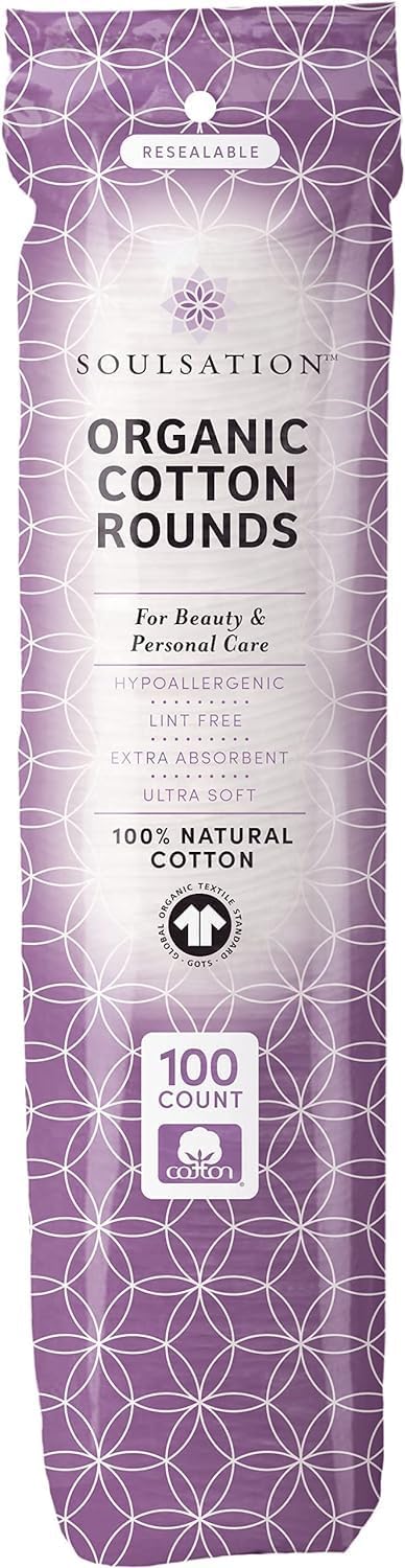 Organic Cotton Rounds, Bulk 1200 Count - Makeup Remover Pads for Face, Lint-Free