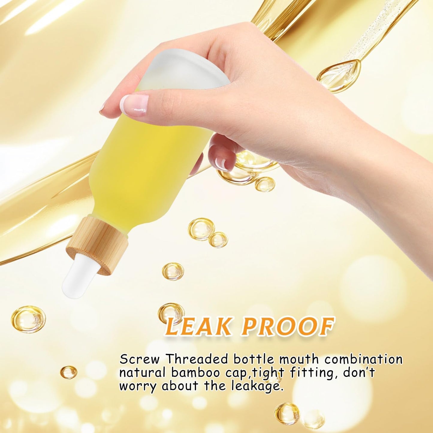 24 Pack 2 oz Frosted Glass Dropper Bottle,Empty Round Boston Travel Bottles With Eye Droppers,Natural Bamboo Dropper Cap for Essential Oils, Tinctures & Perfume,Facial Serums,Massage Oils