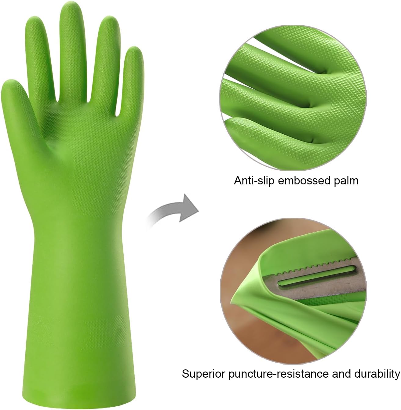 Bamllum Rubber Cleaning Gloves for Kitchen - 4 Pairs Reusable Dishwashing Gloves for Household, Flexible Long-lasting & Waterproof (Small, Blue+Green+Red+Orange)