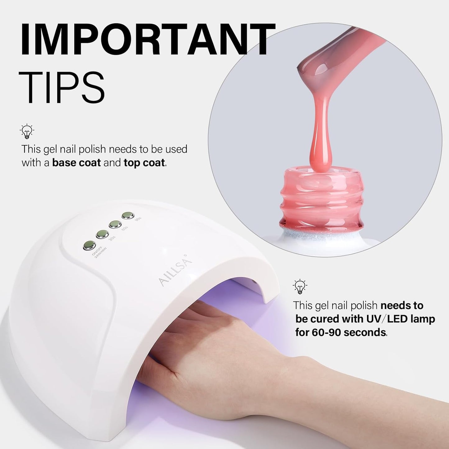 AILLSA Nude Gel Polish Natural Pink Jelly Gel Nail Polish Marshmallow Baby Pink Light Color Translucent Gel Polish Soak Off U V Gel Nail for French Manicure & Home Salon 0.51 Oz GB68