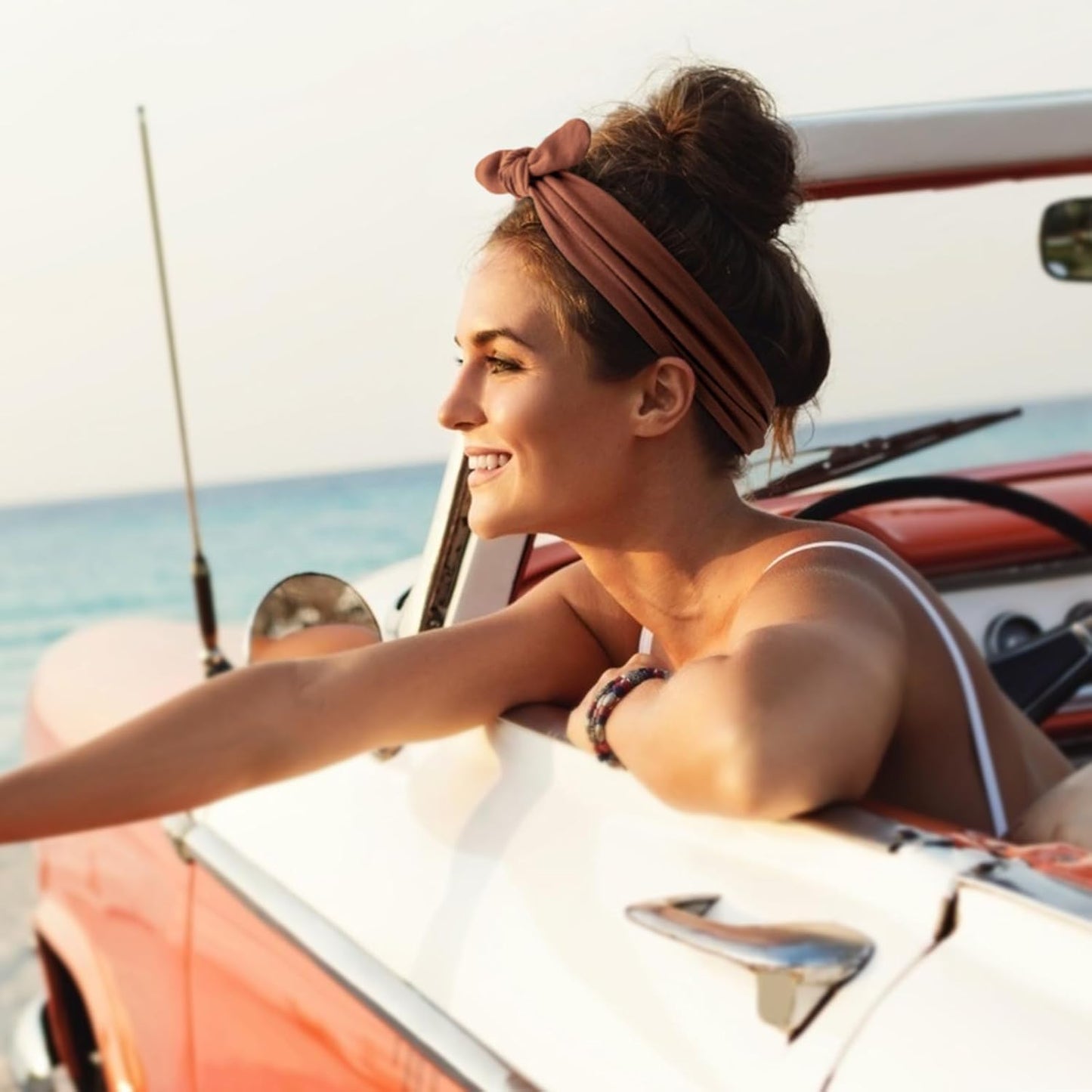 DRESHOW 8 Pack Bow Headbands for Women Girls Elastic Headwraps Knotted Headband Rabbit Ears Turban Non-Slip Sport Cute Hair Accessories