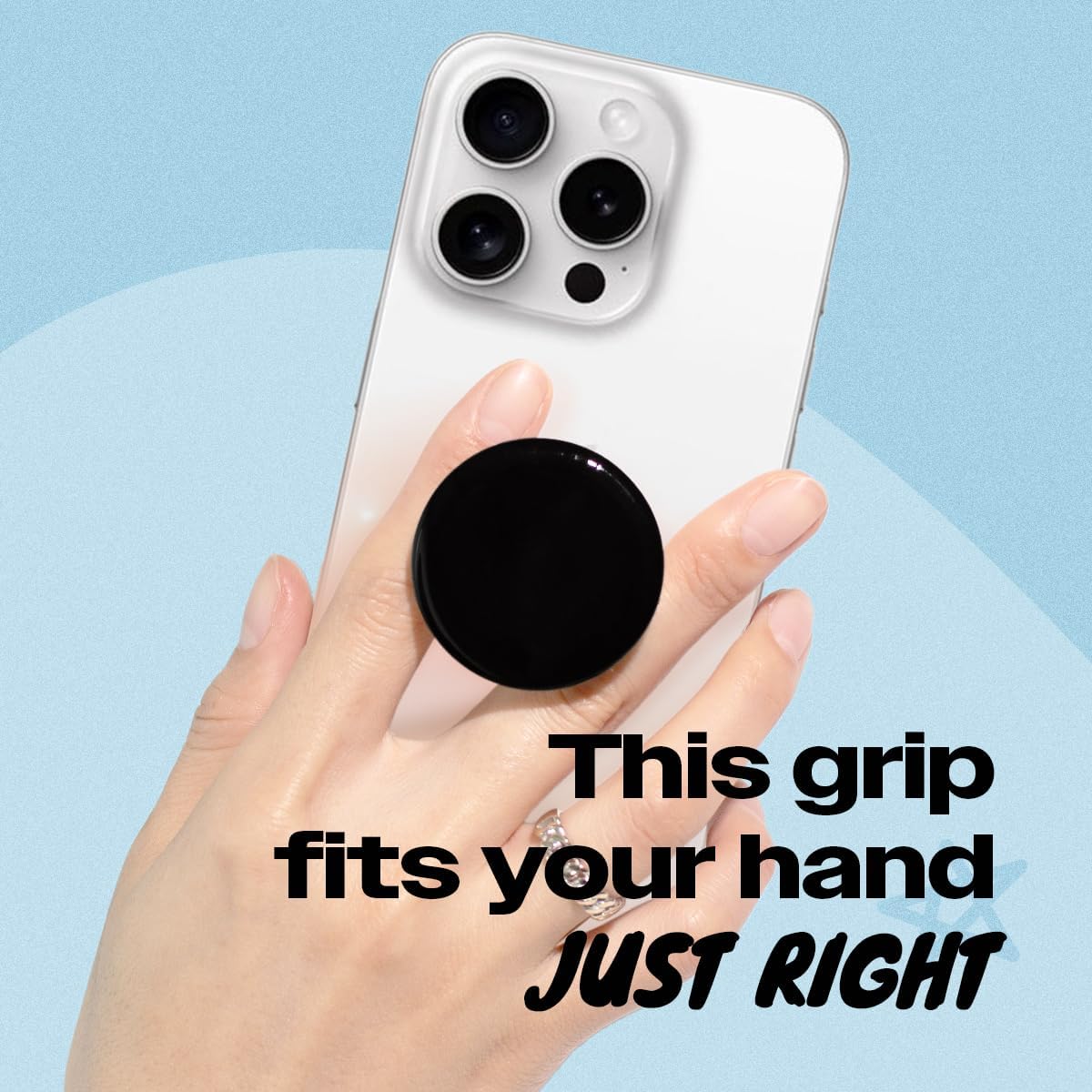 OnTheGrip Cute Solid Macaron Color Round Shape Collapsible Mobile Phone Grip Stand Holder for Smartphone Tablet Cell Phone Accessory (Black)