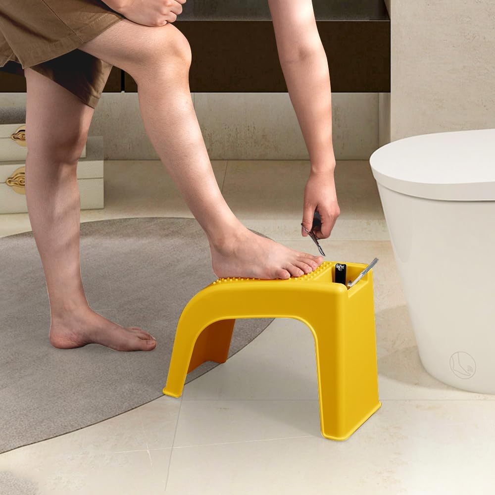 Shower Foot Rest for Shaving Legs, Non-Slip Pedicure Foot Rest, Shower Foots Step Stool for Shaving Legs, Plastic Sturdy Pedicure Stand - Yellow