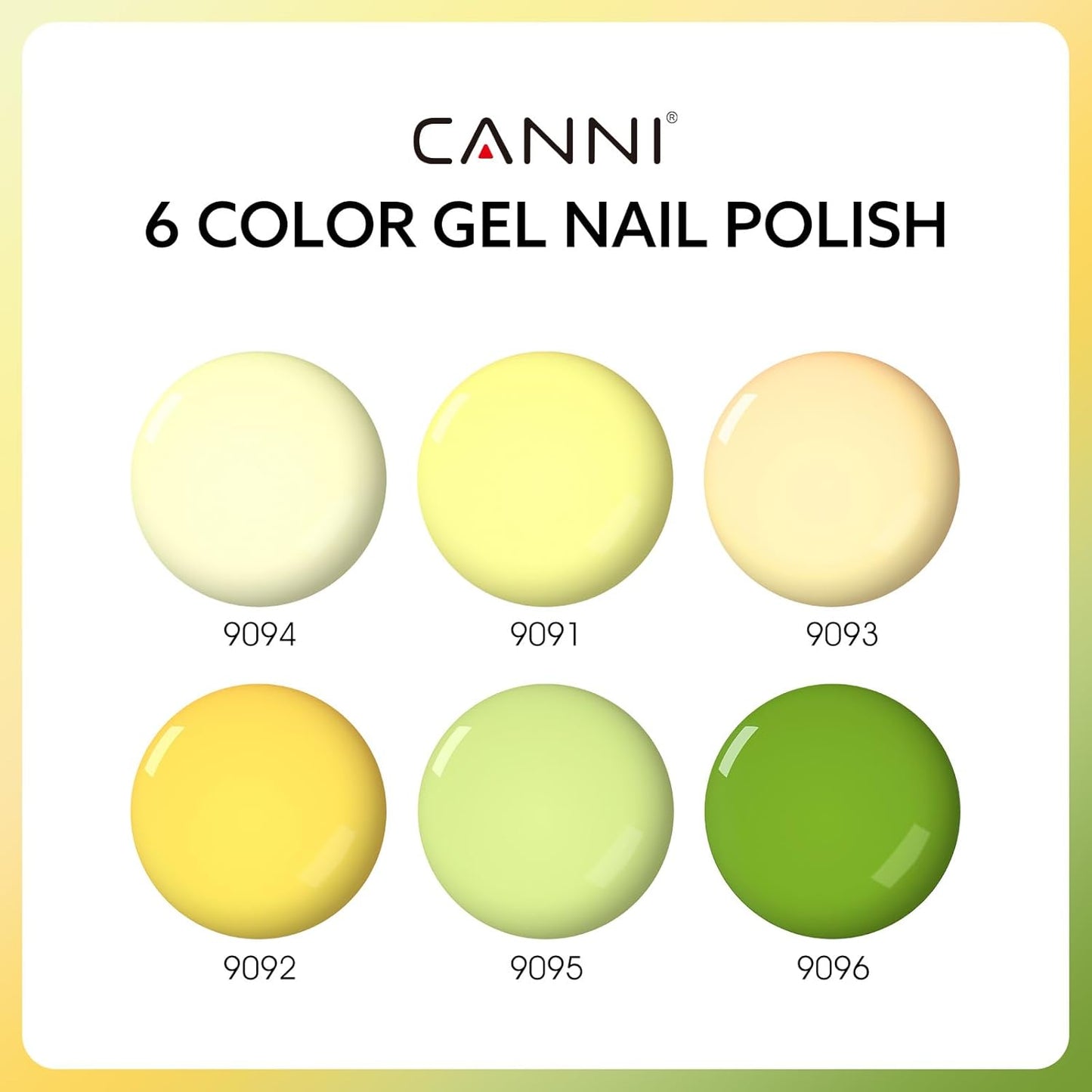 CANNI 6 Colors 9 ML Hema-Free Pastel Yellow Green Gel Nail Polish Set, Sage Forest Lime Green Pale Yellow Gel Polish Kit, Soak Off LED Nail Gel Manicure Kit DIY at Home Salon Gifts