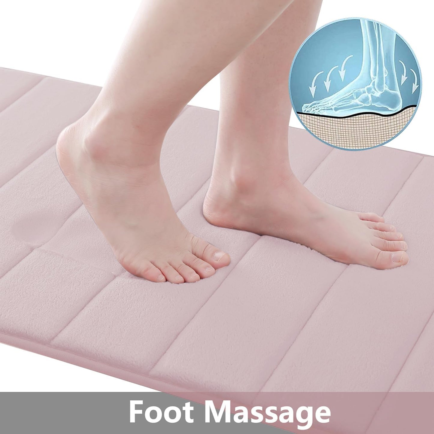 Buganda Memory Foam Bath Mat, 60" x 24", Ultra Soft and Non-Slip Bathroom Rugs, Water Absorbent and Machine Washable Bath Rug Runner for Bathroom, Shower, and Tub, Peach