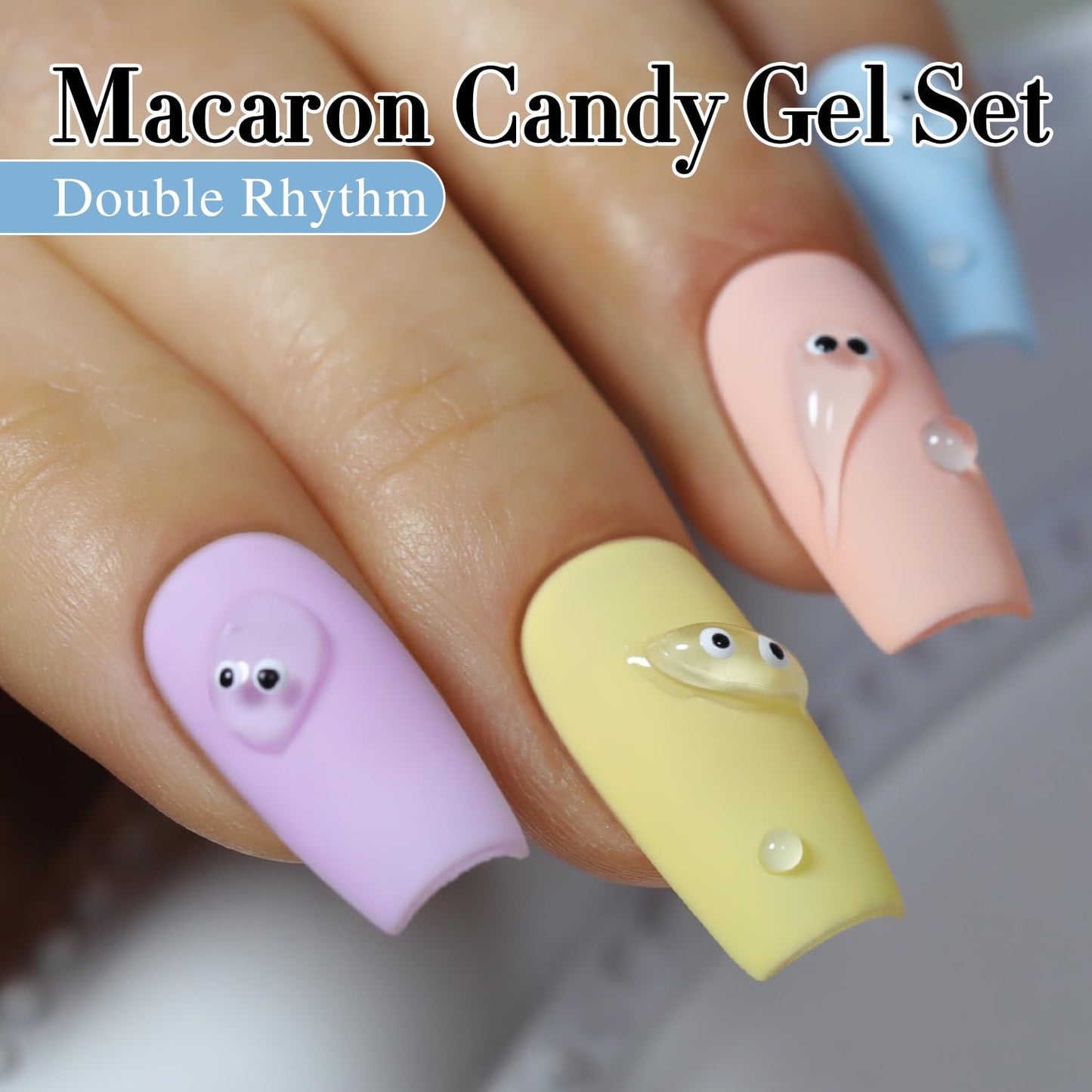 Double Rhythm Gel Nail Polish Set of 6 Colors Baby Light Pastel Milky Nail Polish Starter Kit Art DIY Salon Home (Yellow Pink Green Blue Orange Purple,Kit 6)