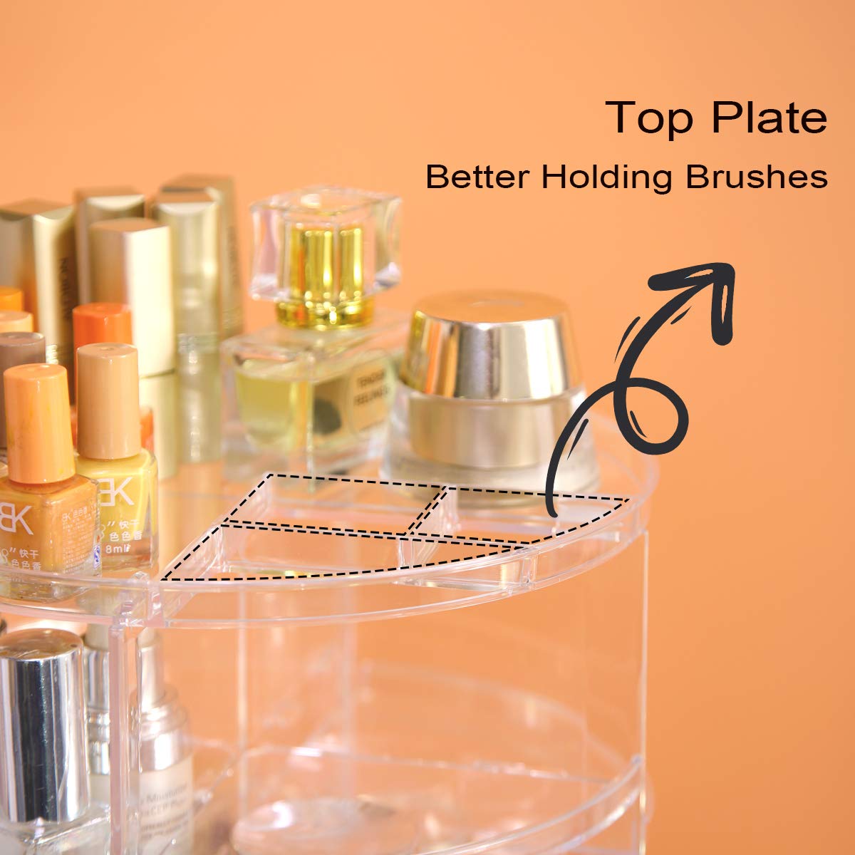 360 Rotating Makeup Organizer,Skincare Perfume Organizer,With Brush Holder Cosmetic Display Case Adjustable Detachable Shelves,Fits Bedroom Dresser or Countertop Multifunctional Cosmetic Holder