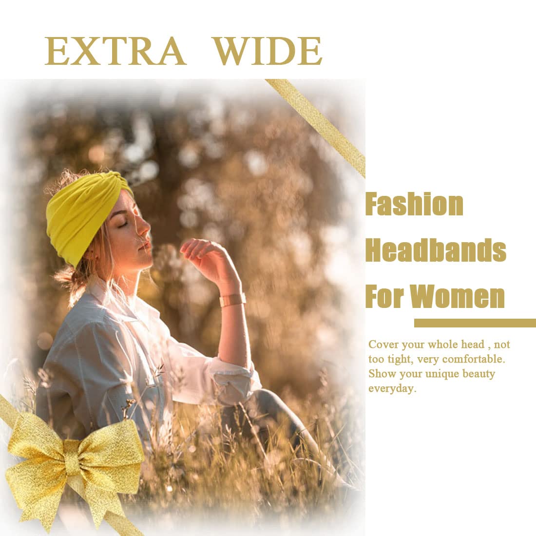 Wide Headbands For Women Extra Large Headband Twisted Knot Head Bands For Women's Hair Band Turban Accessories 6 Pack