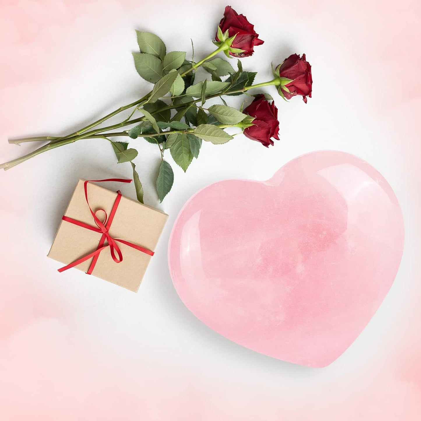 Artistone Rose Quartz Crystals Heart Stone 2 Inch Carved Gemstone Healing Crystal Stone for Chakra Reiki Balancing Meditation Massage Home Decor with Gift Box
