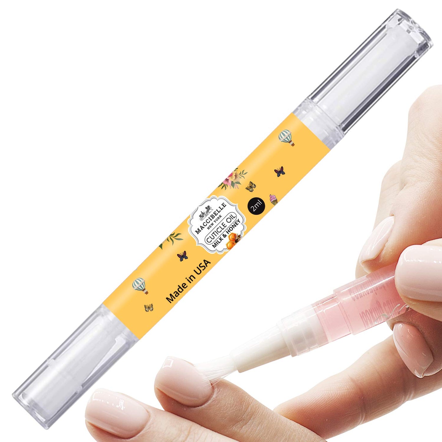 Maccibelle Pure Cuticle & Nail Oil Pen 2ml Heals Dry Cracked Cuticles (Milk & Honey + Lavender)