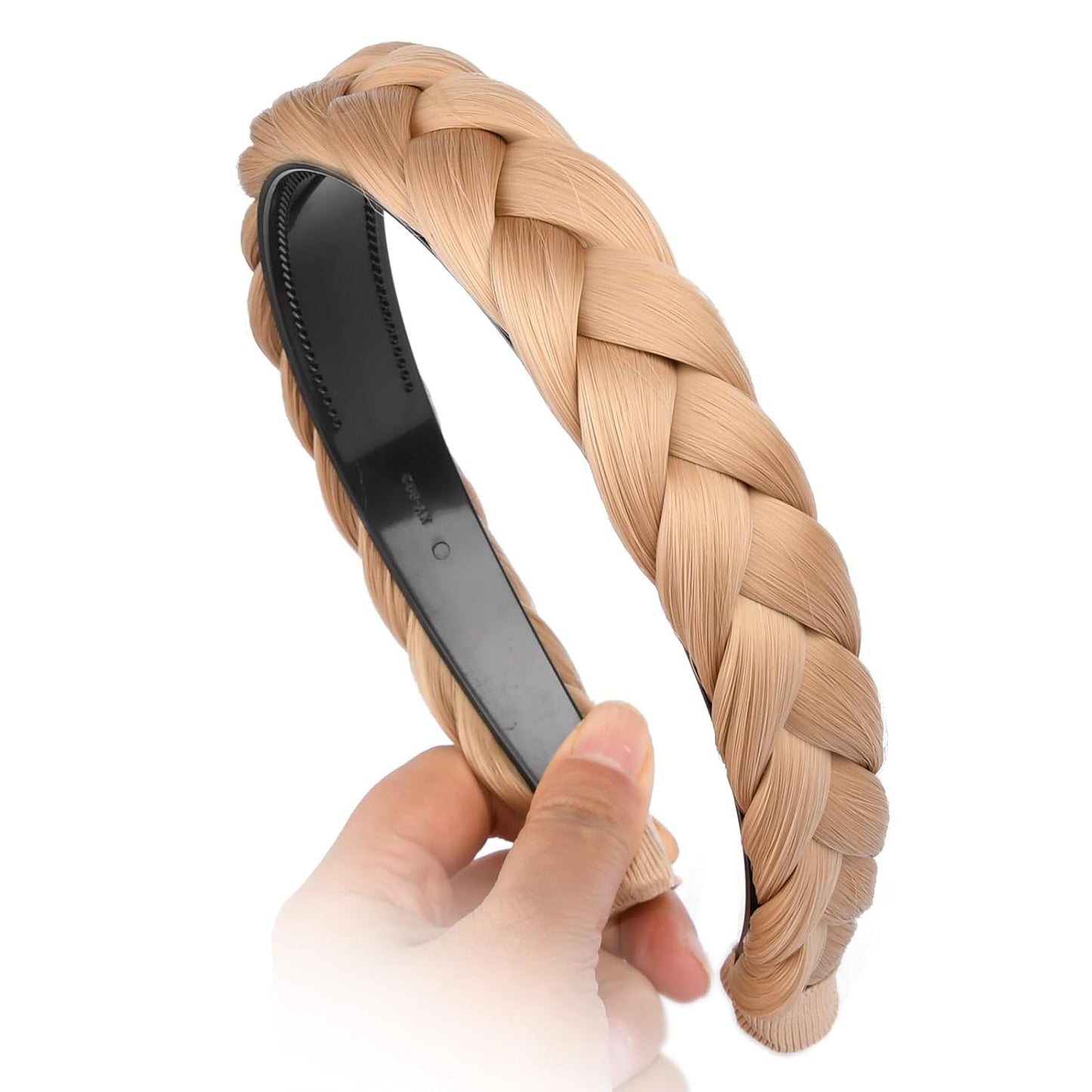 DIGUAN Width 0.9 inches Synthetic Hair Plaited Headband Braid With Teeth Hair Band Accessories for Women Girl (Champagne Blonde)