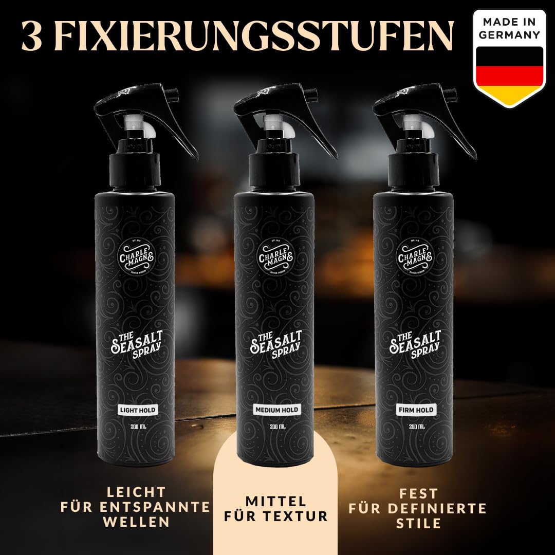 Sea Salt Spray for Men - Salt Water Texture & Volume Spray for Men’s Beach Waves & Curls with Heat Protection 200 ml - Made in Germany (6.76 Fl Oz, Medium Hold (Pack of 1))