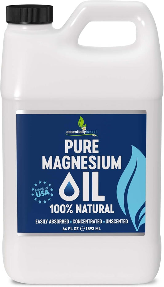 Pure Magnesium Oil Spray 64oz - Topical Magnesium Spray for Sleep Extra Strength - Less Sting - Less Itch - 100% Natural and Organic Oil - Made in USA