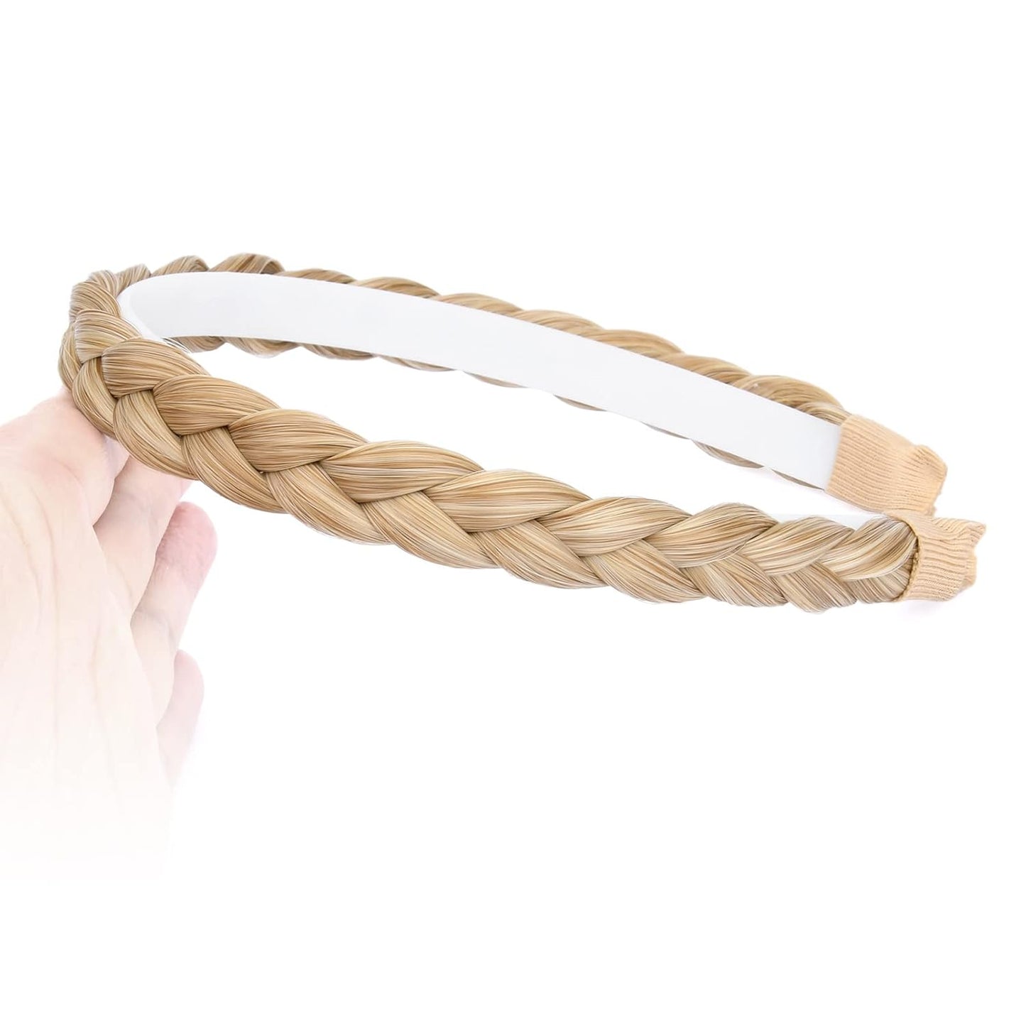 DIGUAN Width 0.6 inches Narrow Synthetic Hair Plaited Headband Braid With Teeth Hair Band Accessories for Women Girl (Honey Blonde)
