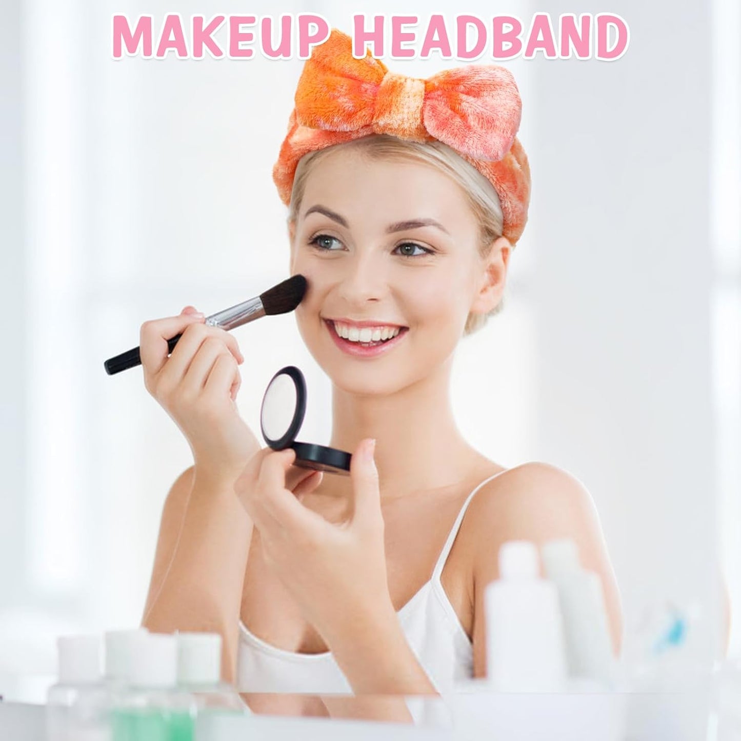 UMIKU 7 Pack Spa Headband for Women Facial Makeup Headband Soft Coral Fleece Bow Hair Band Head Wrap for Washing Face Mask Party Favors Christmas Gifts Stocking Stuffers Adult Spa Gifts for Women