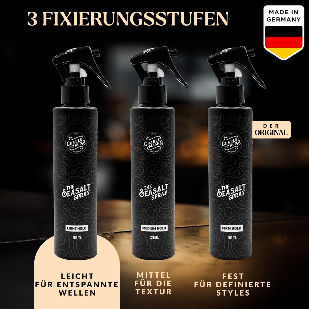 Sea Salt Spray for Men - Salt Water Texture & Volume Spray for Men’s Beach Waves & Curls with Heat Protection 200 ml - Made in Germany (6.76 Fl Oz, Light Hold (Pack of 1))