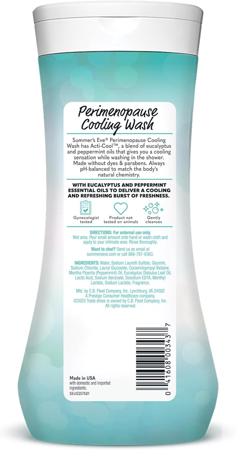 Summer's Eve, Perimenopause Cooling Wash, Removes Odor, pH balanced Feminine Wash, 15 Fl Oz