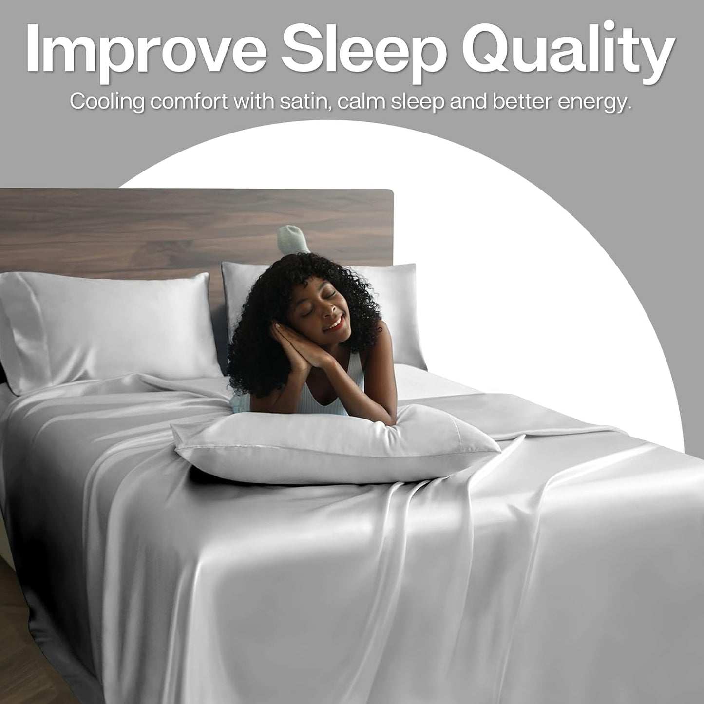 MR&HM Satin Pillowcase for Hair and Skin, Silk Satin Pillowcase 2 Pack, King Size Pillow Cases Set of 2, Silky Pillow Cover with Envelope Closure (20x40, Silver Grey)