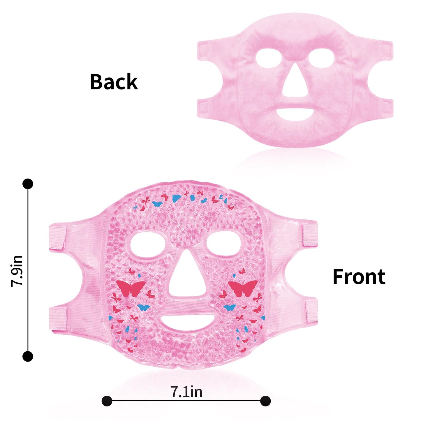 2PCS Cold Face Eye Masks Ice Face Mask Hot Cold Compress for Dark Circles, Puffiness, Migraines, Headache, Stress, Redness, Cooling Face Masks for Women Man, Skin Care