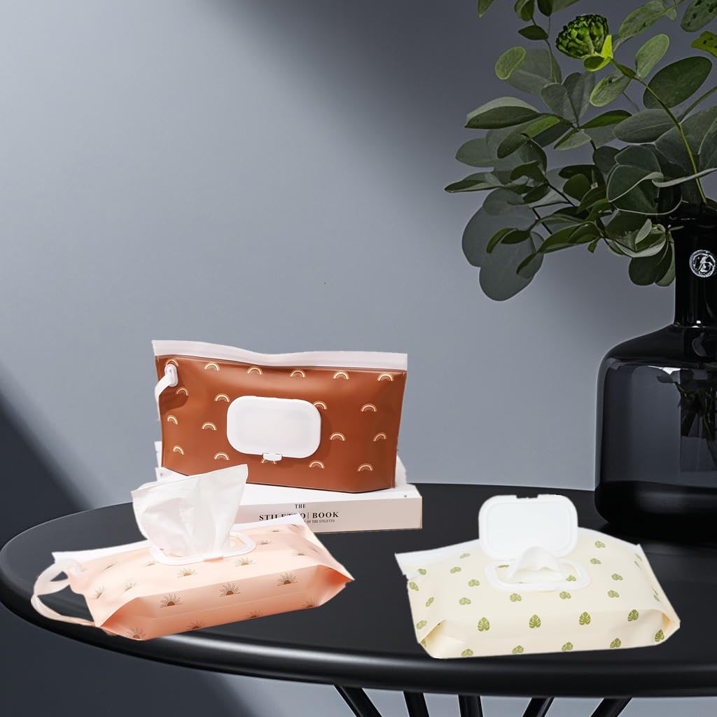 3 Pack Cute Bohemia Stye Baby Wipes Dispenser Portable Refillable Travel Wet Wipe Bag for Indoor Outdoor Sports Travelling Hiking Pet Care