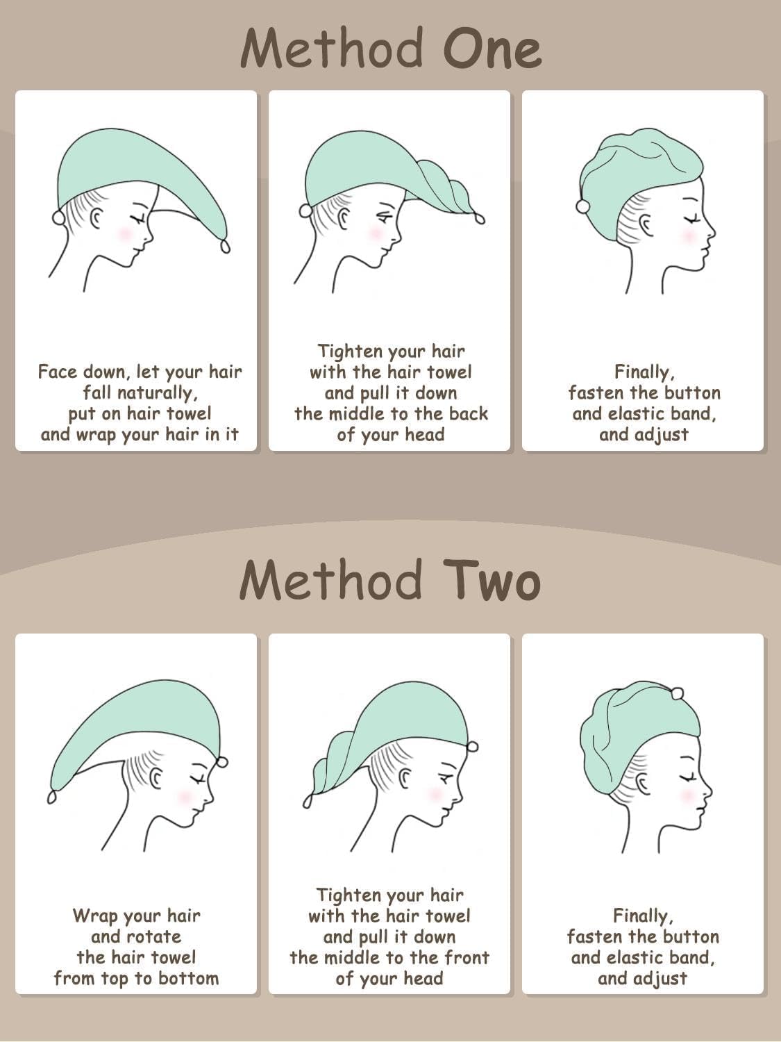 3 Pack Microfiber Hair Towel Wrap for Women, Fast Drying Hair Turban with Button, Anti-Frizz Large Hair Towel for All Hair Styles, Soft & Absorbent Hair Drying Towel