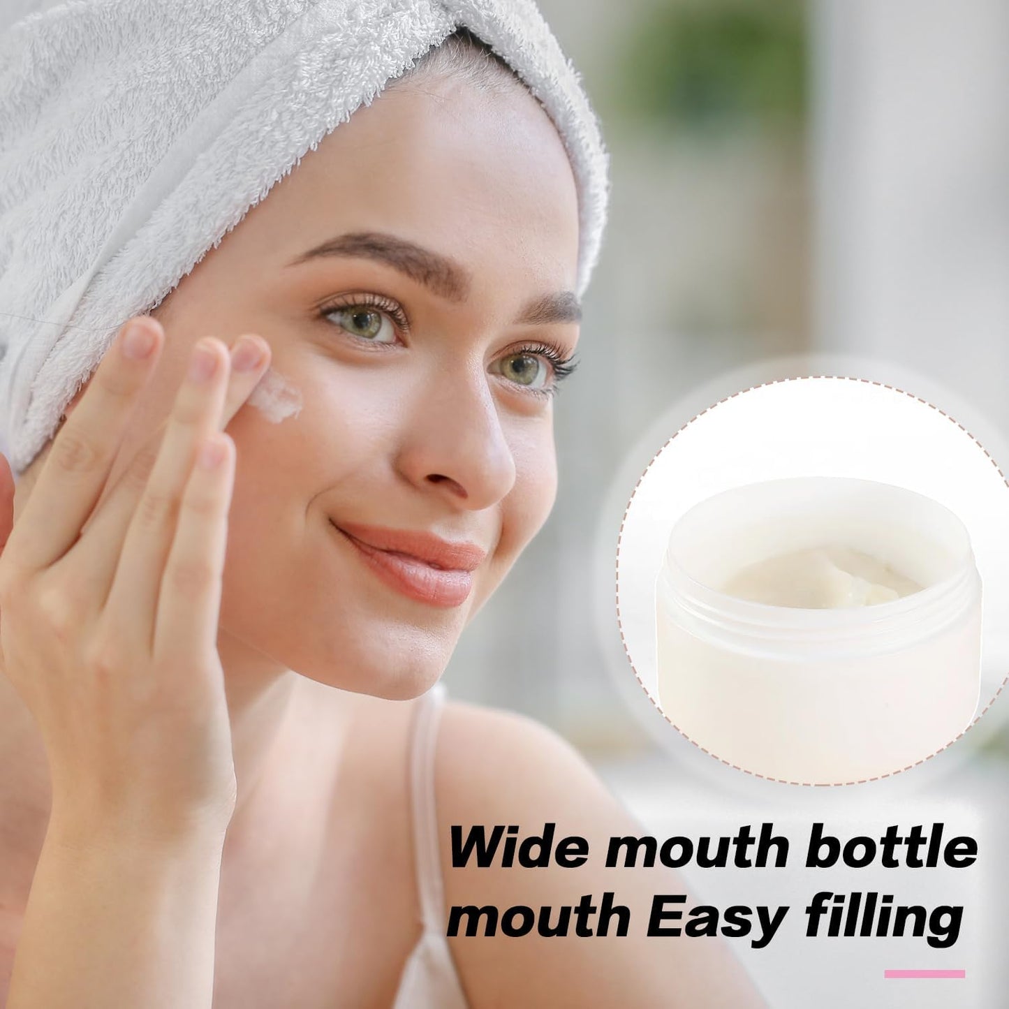 6PCS White Plastic Creams Jar with Inner Liners and Lid Empty Refillable Cosmetic Face Lotions Ointments Bottles Containers Lip Balm Storage Scrub Lotions Dispenser Jars Pots(50ML/1.69OZ)