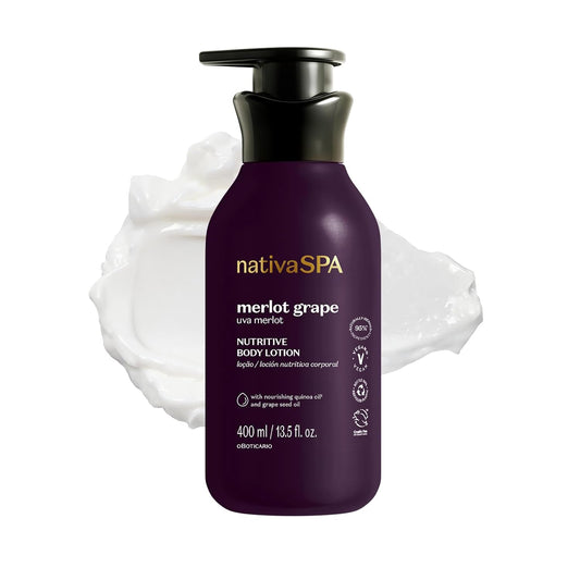 Nativa SPA by O Boticário Merlot Grape Body Lotion, Deep Hydration with Quinoa & Grape Seed Oil for Silky, Firm Skin 13.5 Ounce (400ml)