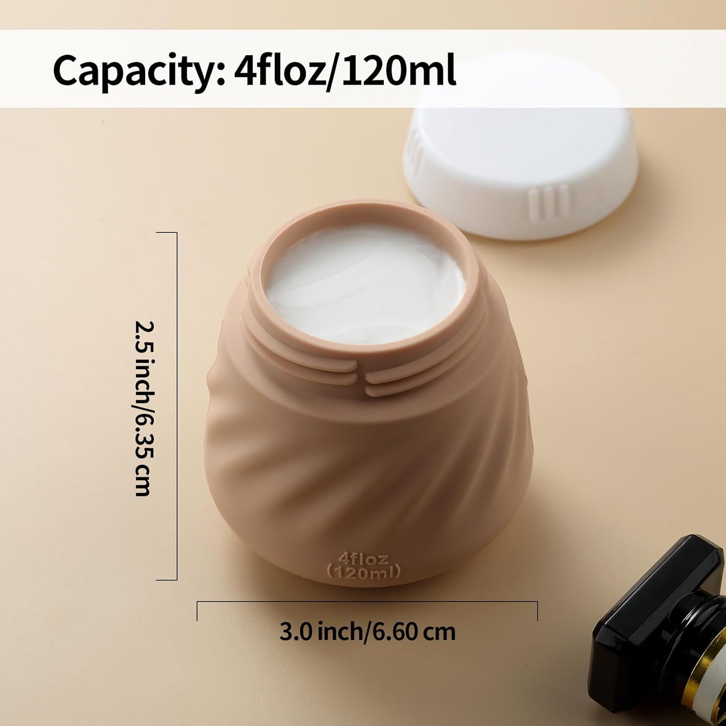 Gemice 4 OZ Travel Size Containers for Toiletries, 4-Pack Leak-Proof Silicone Slime Jars with Lids, BPA Free Small Round Cosmetic Slime Container for Lotion, Cream, Ointments, Travel Essentials