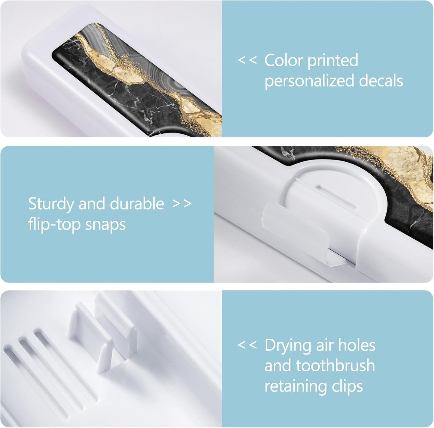 2 Pcs Toothbrush Travel Case - Colorful Pattern, Holder and Covers for Toothbrushes, Includes Tongue Scraper Case