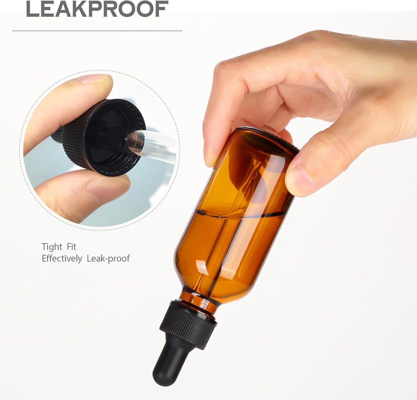 2 oz Amber Glass Dropper Bottles,4 Pack 60ml Empty Reusable Leak Proof Thick Tincture Bottles for Essential Oils,Hair Oil,Liquids,Laboratory,Pharmacist Bottle,Massage,Perfumery Aromatherapy