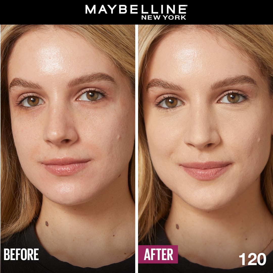 Maybelline Instant Age Rewind Eraser Dark Circles Treatment Multi-Use Concealer, 120, 1 Count (Packaging May Vary) & Fit Me Matte + Poreless Pressed Face Powder Makeup & Setting Powder, Creamy Beige