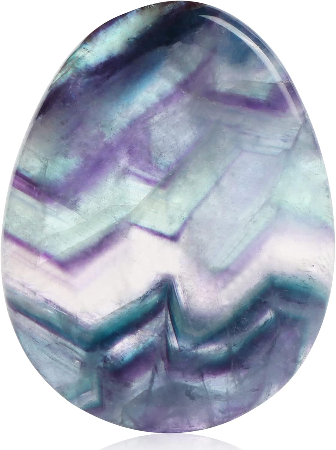 Artistone Rainbow Fluorite Crystal Chakra Thumb Worry Stone Teardrop Reiki Healing Stone Pocket Palm Stones for Anxiety Stress Relief Meditation Therapy Geometry Home Decorations