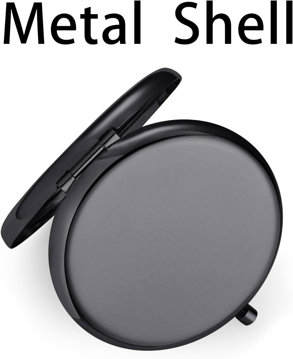 Compact Mirror, Pocket Travel Makeup Mirror for Purse, Metal Round Shell, 2-Sided 1X/2X Magnifying, Portable, Folding, Handheld, Black, 12 Pack