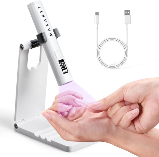 Makartt UV Nail Lamp with Stand – Handheld UV Light for Gel Nails for Nial Tips & Gel Polish, USB Rechargeable Fast Curing Flash Cure Lamp with LCD & 2 Timers for DIY Home or Salon