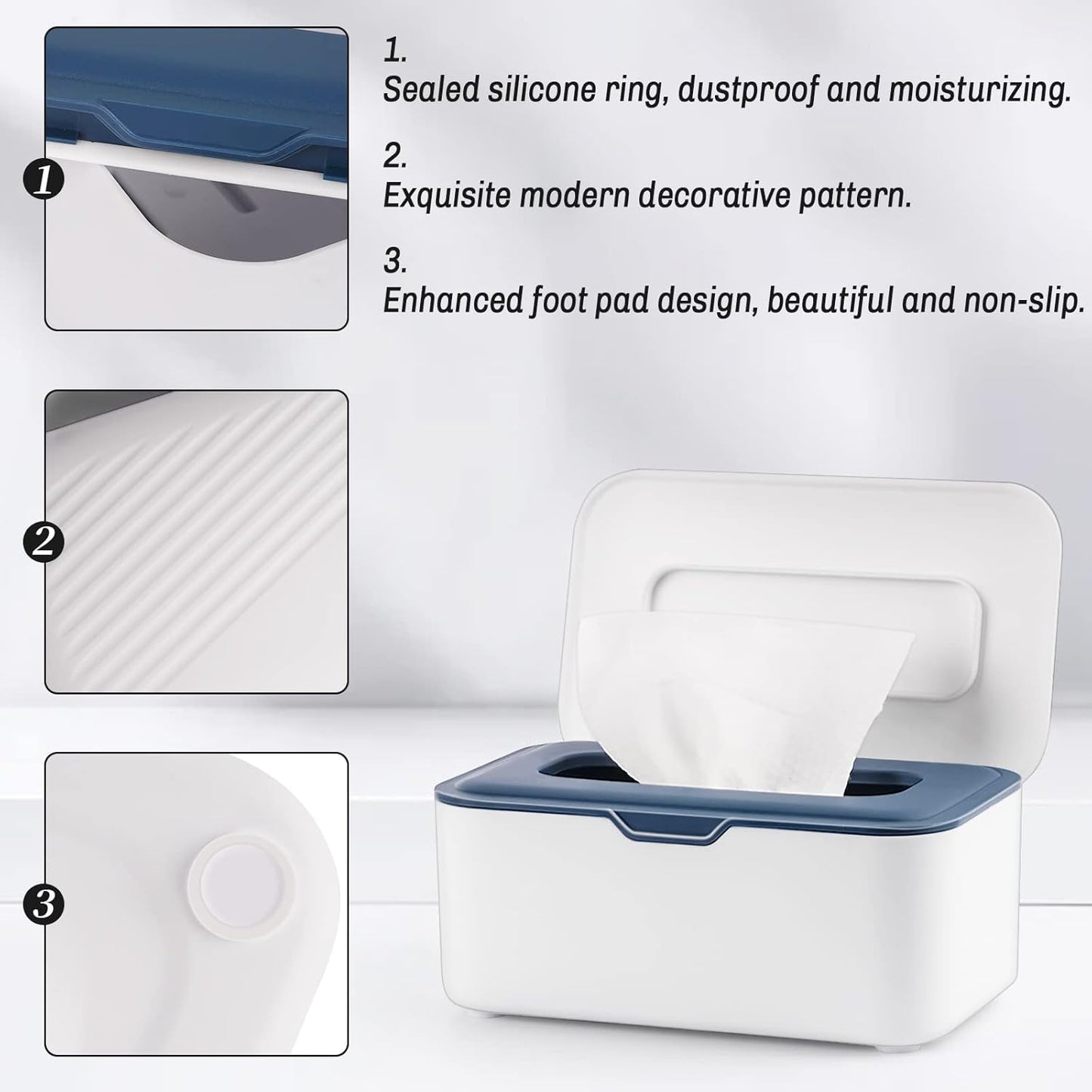 Baby Wipes Dispenser Holder Container, Keep Wipes Fresh and Clean, for Home, Office, Kitchen (New Blue)