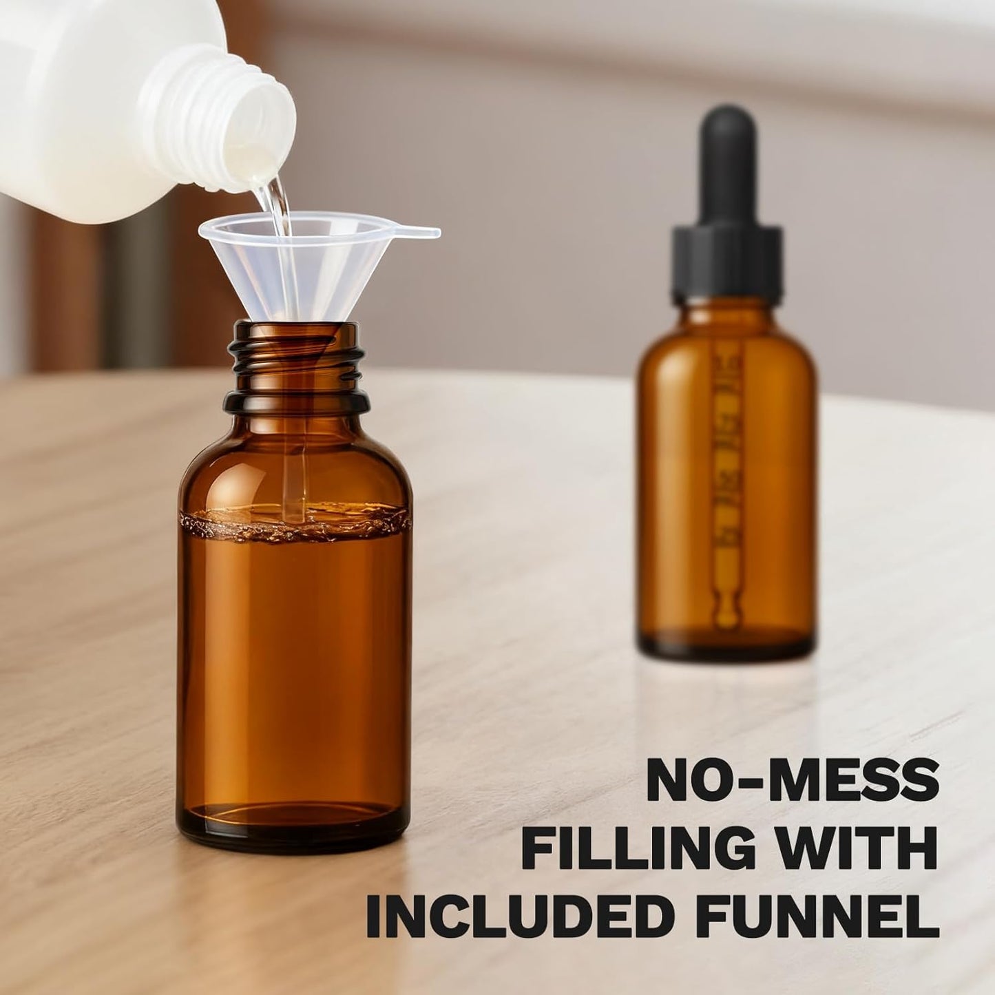 Bumobum Dropper Bottle, 1 oz Amber Glass Dropper Bottle with Measured Dropper, Empty Eye Tincture Bottles with Funnel & Labels for Essential Hair Oils Serums, 4 Pack