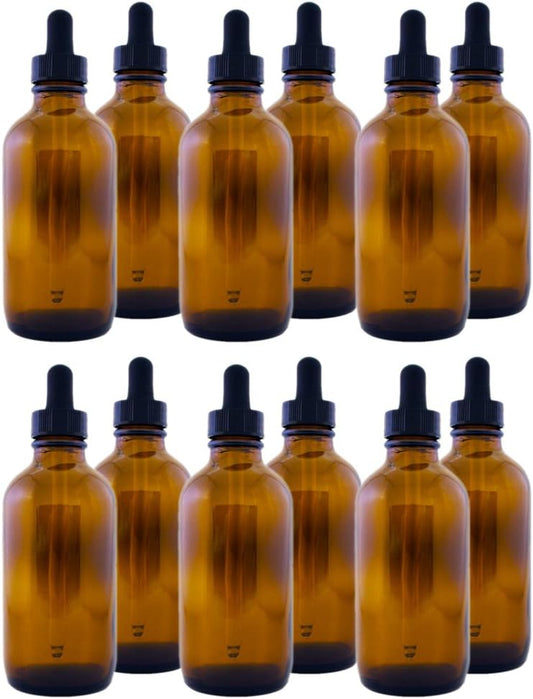 Amber Glass Bottle 4oz with Dropper(12 pack)