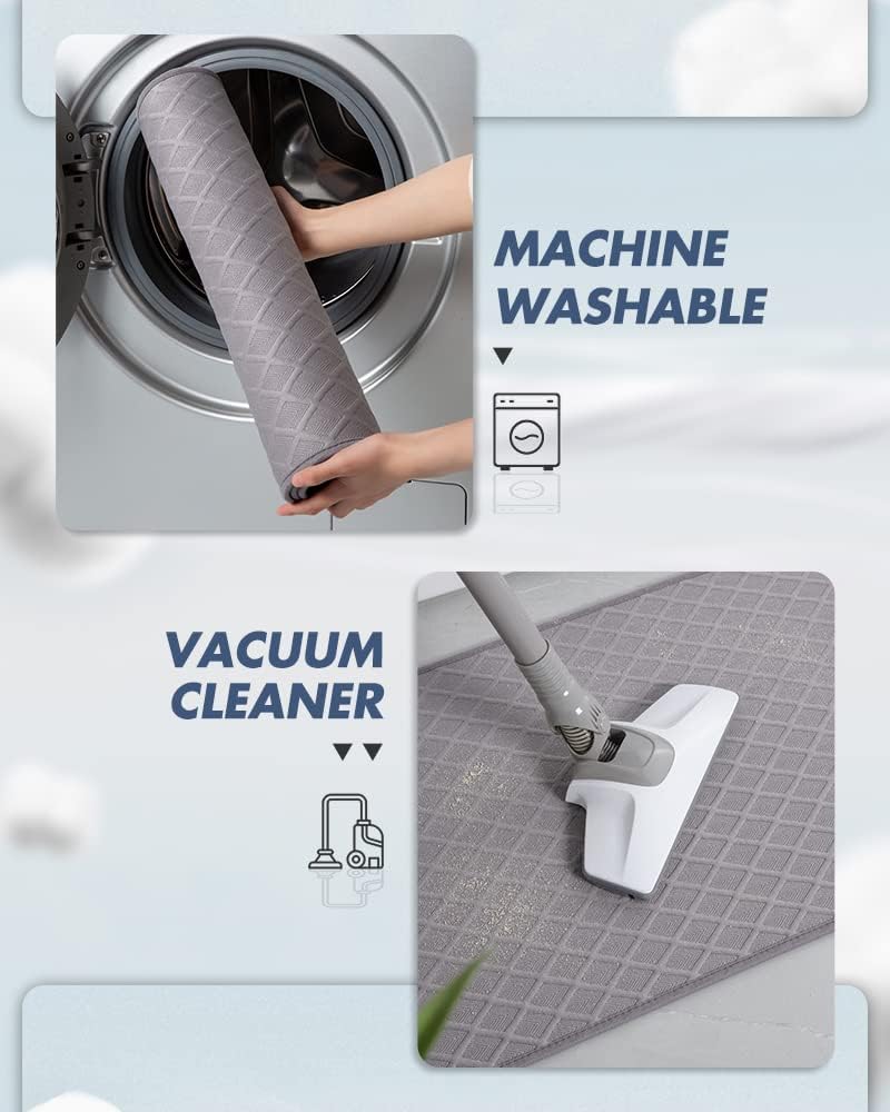 AMOAMI Bath-Mat,Ultra Thin Bath-Rugs Runner,Rubber Backed Bath Mats for Bathroom Non Slip,Absorbent Bath Rug for Bathroom Floor, Shower, Sink 2'x 4'(24" x 47") Grey