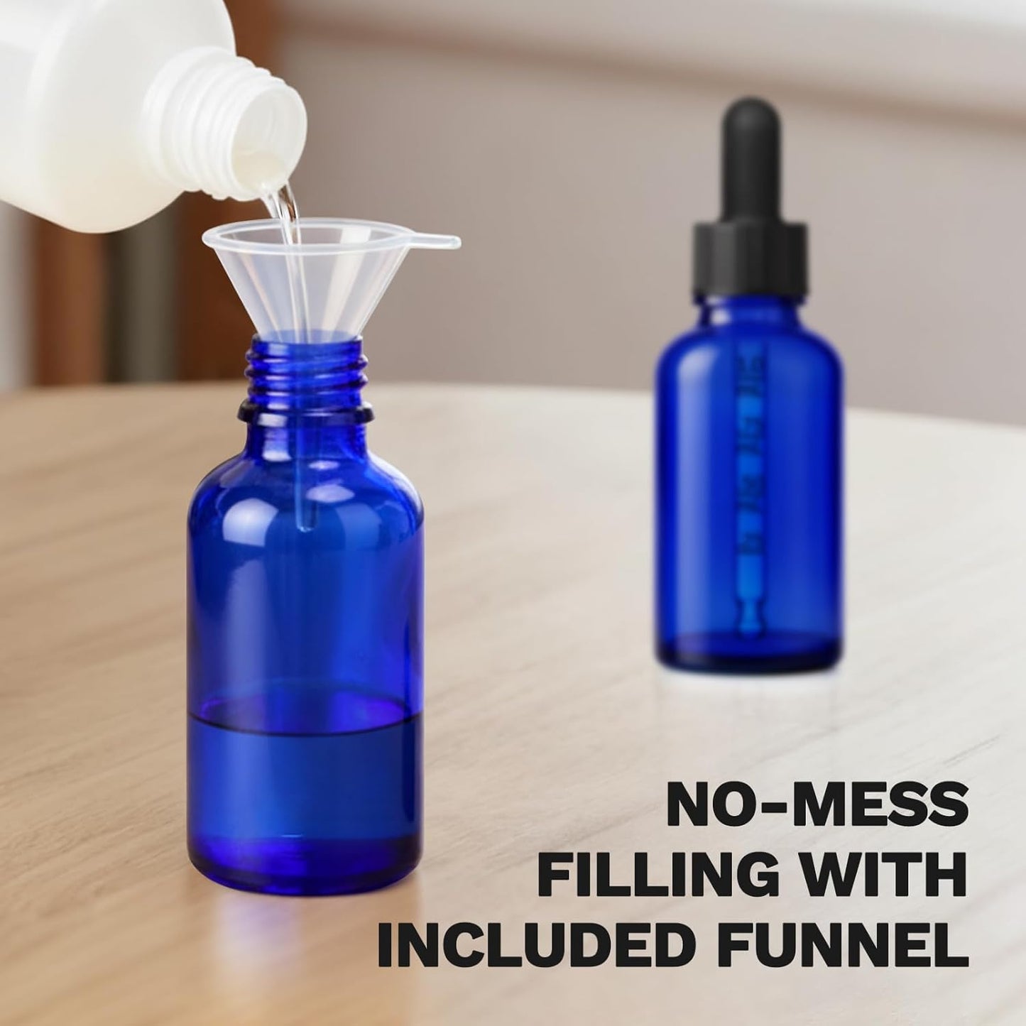 Bumobum Dropper Bottle, 1 oz Blue Glass Dropper Bottle with Measured Dropper, Empty Eye Tincture Bottles with Funnel & Labels for Essential Hair Oils Serums, 4 Pack