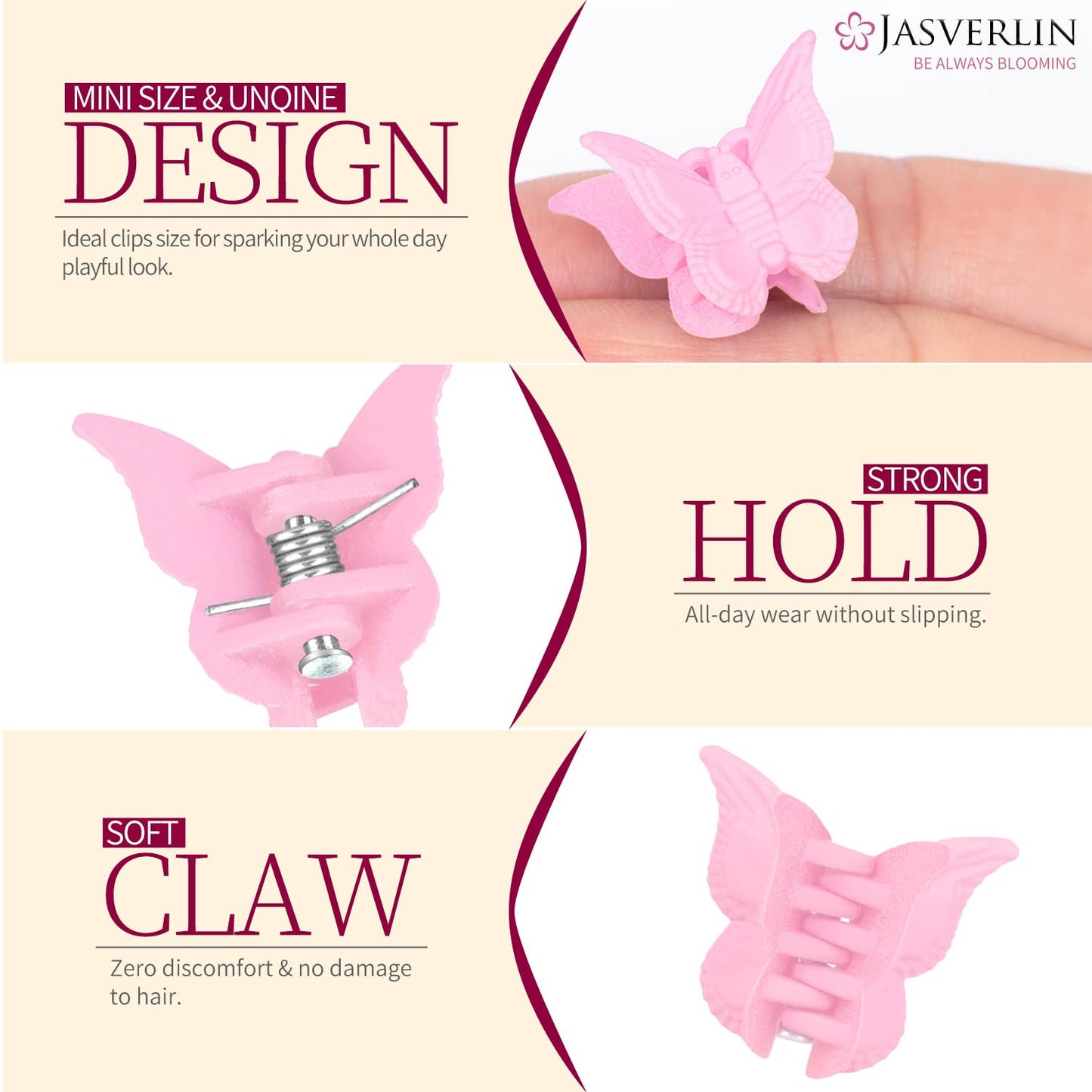 Butterfly Hair Clips Colorful, Girls Cute Mini Small Claw Clips, Y2K 90s Kids Women Butterflies Hair Accessories Rave Festival 50 pcs (Baby Color)