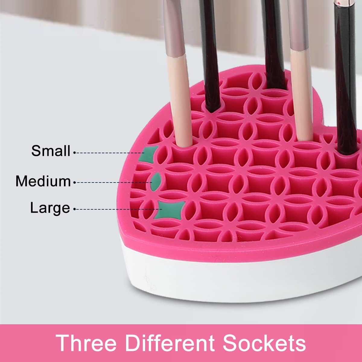 Silicone Makeup Brush Holder, Cosmetic Organizer, Pen Holder for Desk, Pencil Case, Sewing Tool, Beauty Tool, Brushes, Scissors, Toothbrush Holders (Pink)