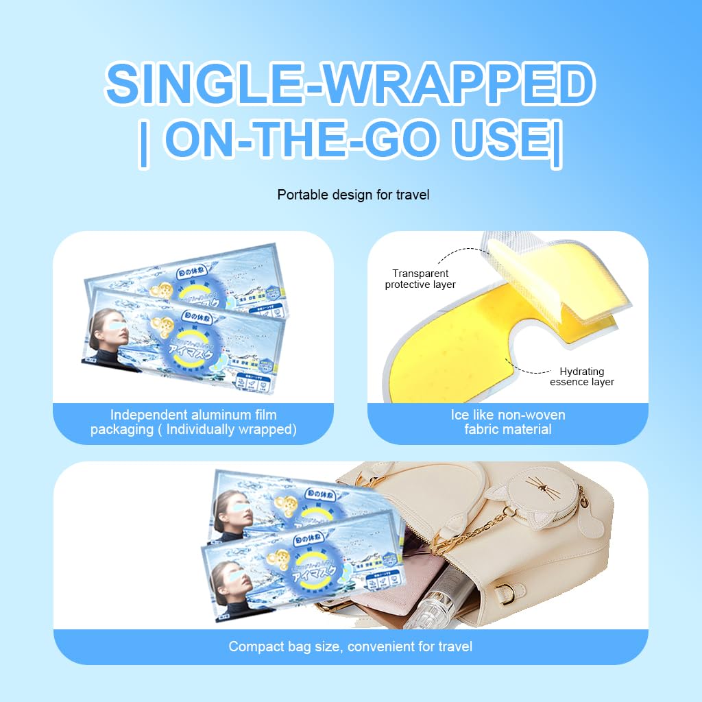 Cooling Hydrogel Eye Mask Patches for Puffy Eyes & Eye Fatigue Relief, Lutein-Infused Reusable Gel Eye Pads,10 pack