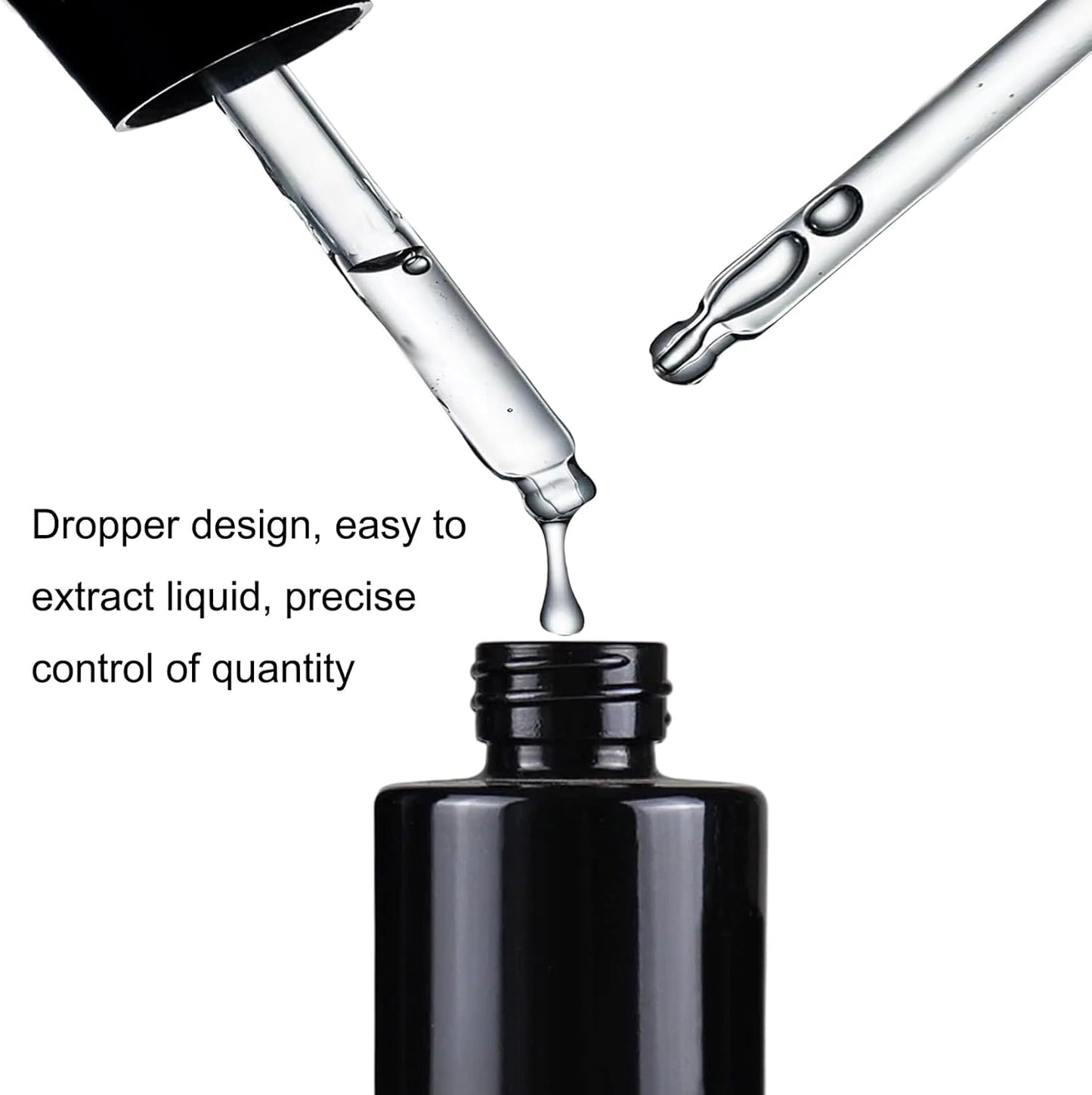 12 Pack 1 oz Black Glass Dropper Bottle Essential Oils Bottle with Glass Eye Droppers,for Serum Essence Oil,Perfumes,Liquids (Black, 1oz)